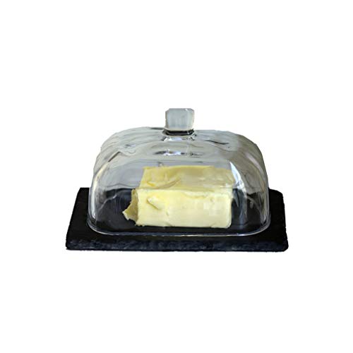 Süßer Butterbehälter Butterdose mit Deckel – Japanischer Stil Glas Küchenbehälter Butterpaste Dish Gewürzschale Küchengeschirr Zubehör – Schwarzes Buttertablett von HUNTFF