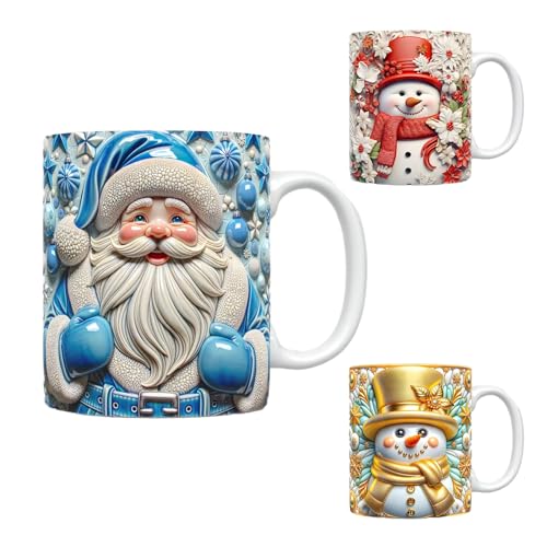 3D-Weihnachtskeramik Tasse, Schneemann Weihnachtstasse, Weihnachtskaffeetasse mit Weihnachtsmann Schneemann, 350ml Weihnachtskaffeetasse, Teetasse, Weihnachtsgeschenk, Heimdekoration von HUNYA