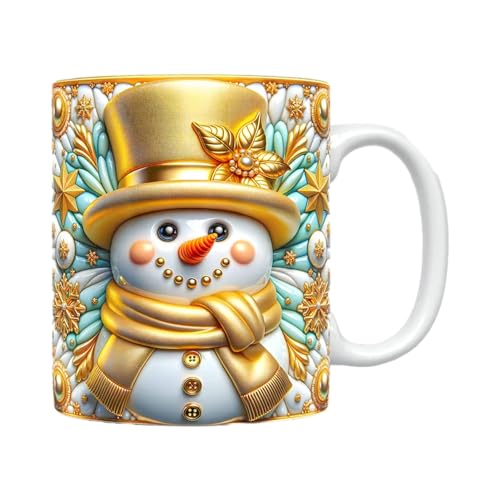 3D-Weihnachtskeramik Tasse, Schneemann Weihnachtstasse, Weihnachtskaffeetasse mit Weihnachtsmann Schneemann, 350ml Weihnachtskaffeetasse, Teetasse, Weihnachtsgeschenk, Heimdekoration von HUNYA