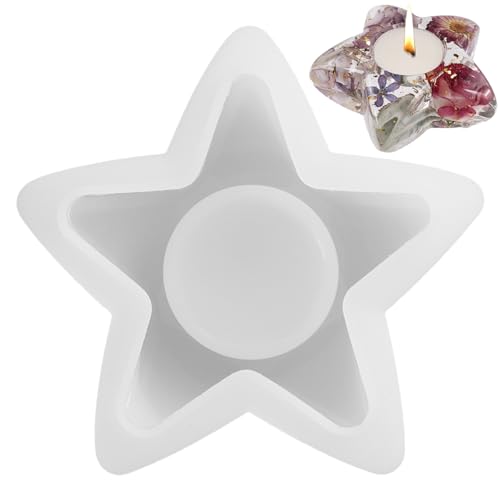 HUNYA 1/3 Stück Teelichthalter-Silikonform, Stern-Mond-Herzform, Teelichter-Kerzenhalterform, Künstlerische Silikonformen, Teelichthalter-Gussform (nur Form) von HUNYA