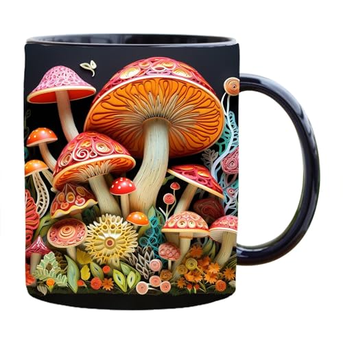 HUNYA Pilz Tassen, Zauberpilz Tasse, Keramik Pilz Kaffeetasse, Elegante Pilz Teetasse, Effekte Zauberpilz Muster Tasse, Geschenke für Frauen und Männer von HUNYA