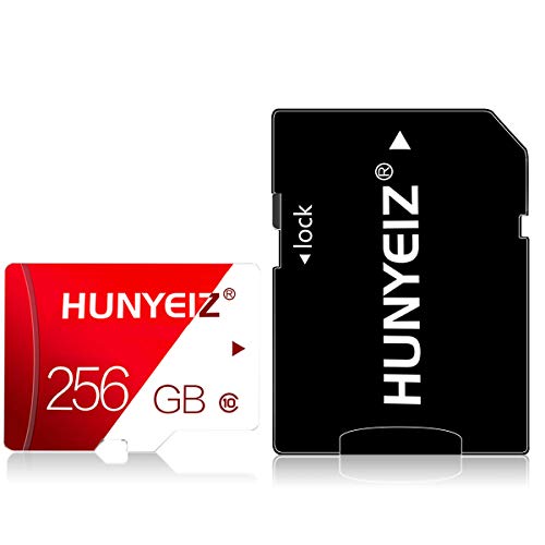 256GB Micro SD Karte, MicroSDXC Speicherkarte für Wyze, GoPro, Dashcam, Überwachungskamera, 4K Videoaufnahme, UHS-I A1 U3 C10, bis zu 80MB/s, mit Adapter von HUNYEIZ