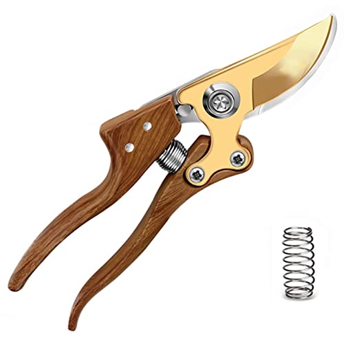 HUOGEE Gartenschere Pflanzenschere aus SK5 Stahl Garden Shears für die Gartenarbeit Heavy Duty Premium Baumschere mit hochwertigem Holzgriff Professional Pruning Shears von HUOGEE