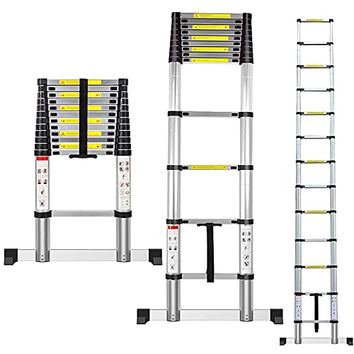 3.8MTeleskopleiter aus hochwertigem Aluminium | Mehrzweckleiter| Soft-Close-System | 14 Klappleiter aus hochwertigem Aluminium | Mehrzweckleiter | Belastbarkeit bis zu 150kg | Sicher und zuverlässig von HUOLE