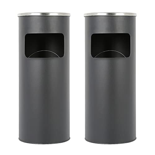 HUOLE 30L Standaschenbecher Aschenbecher mit Mülleimer inkl. Inneneimer | Standaschenbecher für draußen Mülleimer mit Aschenbecher Abfalleimer mit Inneneimer (2, Schwarz) von HUOLE