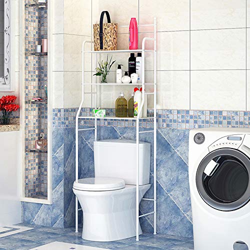 HUOLE Badezimmerregal-Halterung über der Toilette, Halterung für Waschmaschine, 3-lagiges Regal, geeignet für Toilettenhalter, Balkon-Organizer,Möbel Toilettenregal, (157 * 55 * 26 cm schwarz) von HUOLE