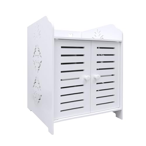 Badezimmerschrank, kleiner Aufbewahrungsschrank für Toilette, WC-Bürstenhalter, Badezimmermöbel auf Holzfuß, 40 x 35 x 53 cm (zwei Ebenen) von HUOLE