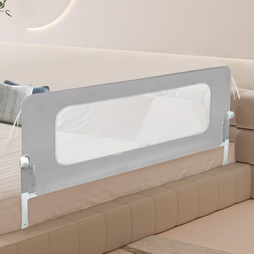Bettgitter für Kleinkinder, Sicherheitsgitter, faltbar und tragbar, Metallrahmen, sturzsicher, höhenverstellbar, robuster Metallrahmen, 150 x 73 – 86 cm – Grau Bettgitter für Kleinkinder, Sicherheitsgitter, faltbar und tragbar, Metallrahmen, sturzsicher, höhenverstellbar, robuster Metallrahmen, 150 x 73 – 86 cm – Grau von HUOLE