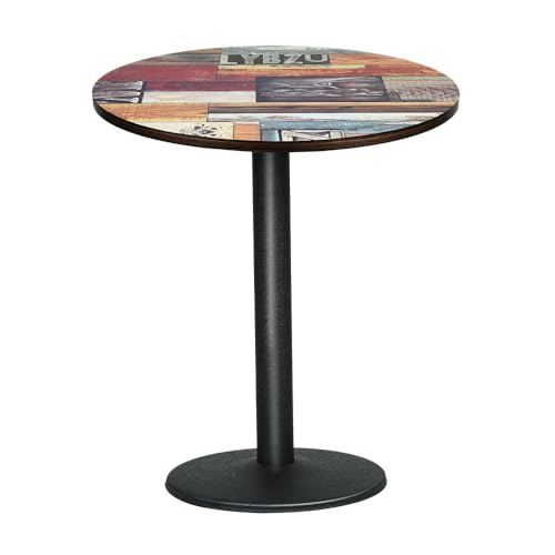 Bistro-/Kaffee-/Bartisch, Esstisch, Abendessen, Restaurant, Haus, Innenbereich, MDF, mit bemalter Platte und Stahlrahmen, 60 x 60 x 72 cm (D) von HUOLE