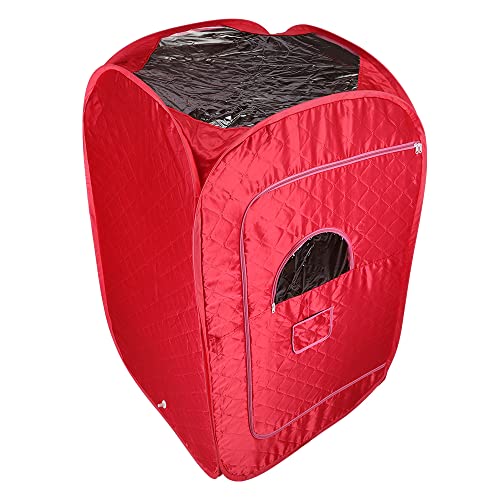 Dampfsauna Faltbare Persönliche-Saunakabine, zusammenklappbar,Dampfsauna mit Fernbedienung, 9 Timer-Optionen, Sprühfunktion, ultradünn, Dampfgerät-80 * 80 * 135cm (rot) von HUOLE