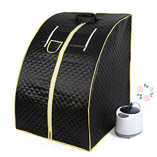 Dampfsauna Mobile Heimsauna Wärmekabine Mini Sauna Sitzsauna Gartensauna-Mini-Sauna 1000 W Verdampfer, Schwarz-B von HUOLE