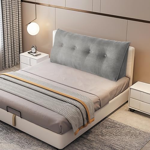 Dreieckiges Kopfteilkissen für Bettruhe mit abnehmbarem Bezug, Lesekissen zur Positionierung der Rückenlehne – Lesekissen zum Sitzen im Bett, 120 x 50 x 20 cm, Grau Dreieckiges Kopfteilkissen für Bettruhe mit abnehmbarem Bezug, Lesekissen zur Positionierung der Rückenlehne – Lesekissen zum Sitzen im Bett, 120 x 50 x 20 cm, Grau von HUOLE