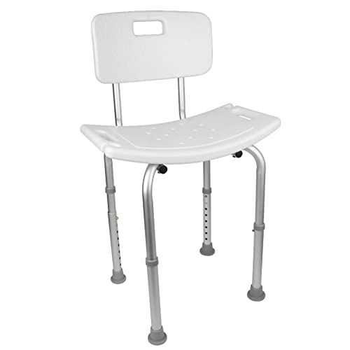Duschhocker mit Rückenlehne - Höhenverstellbar Duschstuhl 51 * 26 * 70-83,5 cm - Anti-Rutsch Duschsitz - Duschhilfe - Badsitz von HUOLE