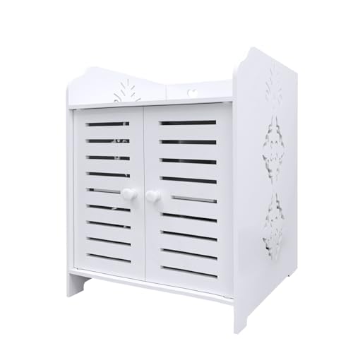 Eckschrank mit Tür und Regalen, Halterung für Toilettenpapier, verstellbares Regal, Badezimmerschrank, 40 x 35 x 53 cm (zwei Ebenen) von HUOLE