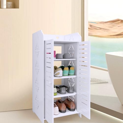 Eckschrank mit Tür und Regalen, Halterung für Toilettenpapier, verstellbares Regal, Badezimmerschrank, 40 x 35 x 90 cm (vier Ebenen) von HUOLE