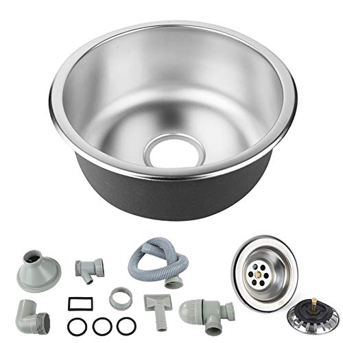 Edelstahlspüle Campingspüle - -Edelstahlspüle Einbauspüle Aufbauspüle Spülbecken Spüle Küchenspüle-Edelstahlspüle Einbauspüle 1 Becken [Energieklasse B] (41 * 41 * 20cm-Silber) von HUOLE
