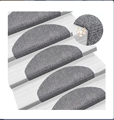 HUOLE 15-TLG Selbstklebende Treppenmatten Nadelvlies Stufenmatten rutschfest Warm Treppen-Teppich Allzweck-Matte für Stufen, Sichere Treppenstufen,Stufenmatten (grau (15)) von HUOLE