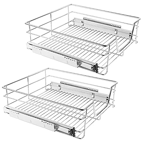 HUOLE 2X Küchenschublade Teleskopschublade,Küchenschrank Schrankauszug Schlafzimmerschränke Korbauszug vollauszug, Teleskop Schublade,Schrankbreite Korbauszug,47 * 14 * 44cm von HUOLE