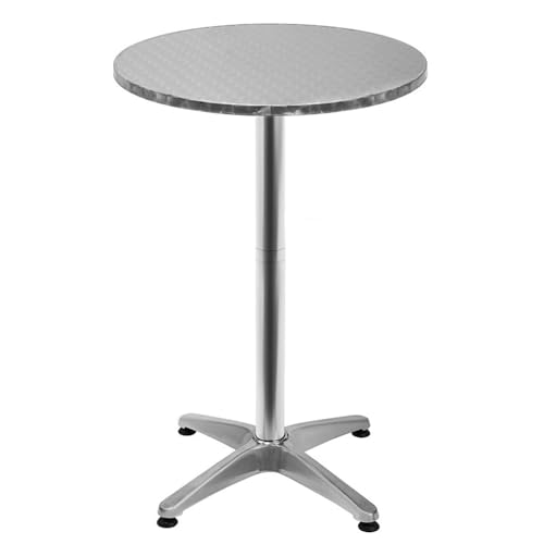 HUOLE 2er Set Stehtisch Höhenverstellbar | Aluminium Edelstahlplatte | höhenverstellbar 70cm / 110cm | Partytisch Tisch Ø 60cm | In- & Outdoor | Empfangstisch | Klapptisch Silber von HUOLE