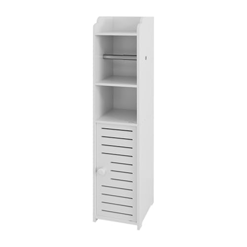 HUOLE Badezimmerschrank, Eckschrank mit Tür und Regalen, Halterung für Toilettenpapier, verstellbares Regal, Badezimmerschrank HUOLE Badezimmerschrank, Eckschrank mit Tür und Regalen, Halterung für Toilettenpapier, verstellbares Regal, Badezimmerschrank von HUOLE