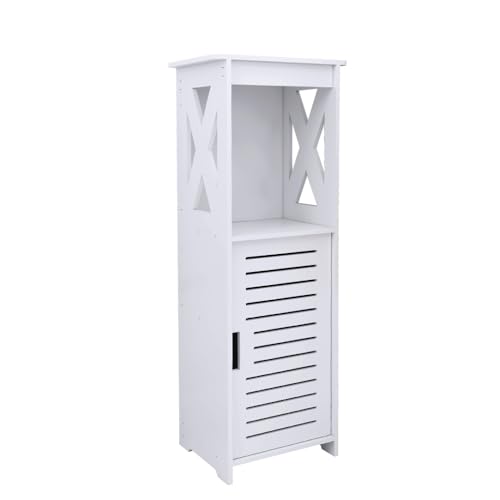 HUOLE Badezimmerschrank, kleiner Aufbewahrungsschrank für Toilette, WC-Bürstenhalter, Badezimmermöbel auf Holzfuß, 26 x 20 x 75 cm, Weiß HUOLE Badezimmerschrank, kleiner Aufbewahrungsschrank für Toilette, WC-Bürstenhalter, Badezimmermöbel auf Holzfuß, 26 x 20 x 75 cm, Weiß von HUOLE