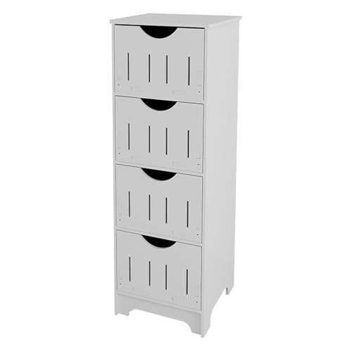 HUOLE Badkommode Badschrank mit Fußpolster, Badschrank, Beistellschrank mit 4 Schubladen, für Badezimmer, Wohnzimmer, Esszimmer, Küche, modern-30 * 30 * 82cm-weiß HUOLE Badkommode Badschrank mit Fußpolster, Badschrank, Beistellschrank mit 4 Schubladen, für Badezimmer, Wohnzimmer, Esszimmer, Küche, modern-30 * 30 * 82cm-weiß von HUOLE