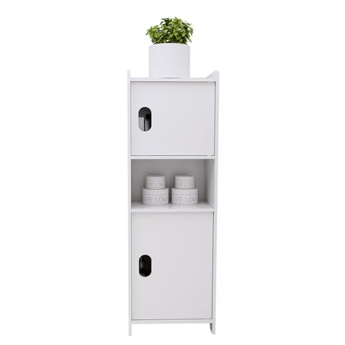 HUOLE Eckschrank mit Tür und Regalen, Halterung für Toilettenpapier, verstellbares Regal, Badezimmerschrank, 24 x 20 x 72 cm, Weiß HUOLE Eckschrank mit Tür und Regalen, Halterung für Toilettenpapier, verstellbares Regal, Badezimmerschrank, 24 x 20 x 72 cm, Weiß von HUOLE
