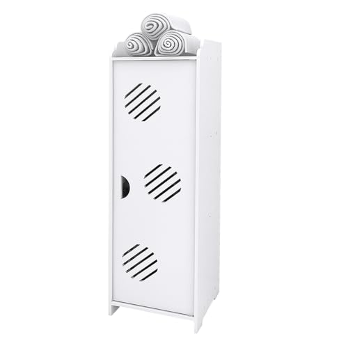 HUOLE Eckschrank mit Tür und Regalen, Halterung für Toilettenpapier, verstellbares Regal, Badezimmerschrank, 24 x 20 x 75 cm, Weiß HUOLE Eckschrank mit Tür und Regalen, Halterung für Toilettenpapier, verstellbares Regal, Badezimmerschrank, 24 x 20 x 75 cm, Weiß von HUOLE