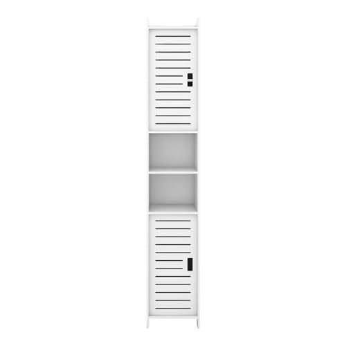 HUOLE Eckschrank mit Tür und Regalen, Halterung für Toilettenpapier, verstellbares Regal, Badezimmerschrank, 26 x 22 x 118 cm, Weiß HUOLE Eckschrank mit Tür und Regalen, Halterung für Toilettenpapier, verstellbares Regal, Badezimmerschrank, 26 x 22 x 118 cm, Weiß von HUOLE