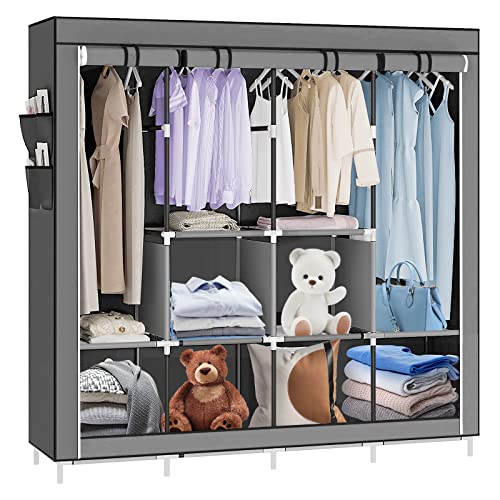 HUOLE Kleiderschrank Einfach aus Stoff Faltschrank Stoffschrank Furniture Bedroom Wardrobes-167 * 45 * 170cm – dunkelgrau HUOLE Kleiderschrank Einfach aus Stoff Faltschrank Stoffschrank Furniture Bedroom Wardrobes-167 * 45 * 170cm – dunkelgrau von HUOLE