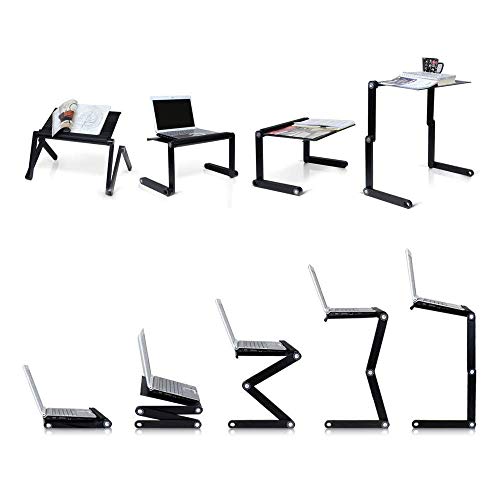 HUOLE Laptoptisch Notebooktisch Höhenverstellbar mit Schublade Belüftet Neigbar Faltbar Laptopständer Betttisch Bett Couch Sofa (Schwarz) von HUOLE
