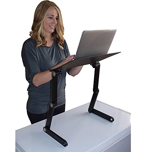 HUOLE Laptoptisch Notebooktisch Höhenverstellbar mit Schublade Belüftet Neigbar Faltbar Laptopständer Betttisch Bett Couch Sofa (Schwarz) von HUOLE
