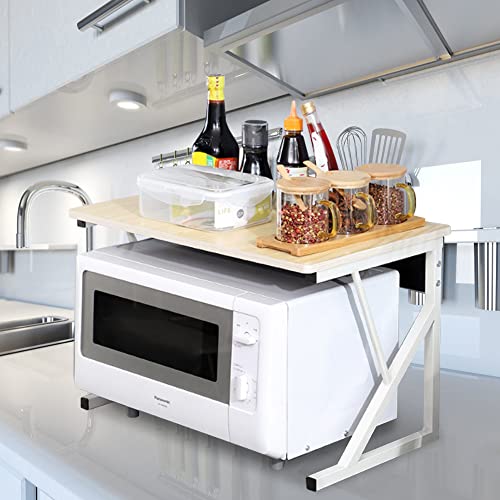 HUOLE Mikrowellen Regal Stehend Regal für Mikrowelle 2 Etagen Küchenregal Arbeitsplatte Mikrowellenregal Mikrowellen Ablage für die Küche Ständer Halterung aus Metall-54 * 35 * 34,5 cm – weiße von HUOLE