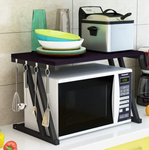 HUOLE Mikrowellenregal Regal Mikrowellen-Mikrowellenherd Ggestell Mikrowellen-Aufbewahrungsregal Arbeitsplatten-Ständer Mikrowellenhalterung Küchenarbeitsplatten Organizer (57 * 38 * 38cm-Z-(Neger)) von HUOLE