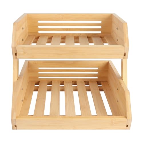 HUOLE Obstkorbständer aus Holz für Gemüse für Küchenarbeitsplatte für Obst, Obstkorb aus Holz mit 2 Etagen, Gemüse, Brot, Snacks HUOLE Obstkorbständer aus Holz für Gemüse für Küchenarbeitsplatte für Obst, Obstkorb aus Holz mit 2 Etagen, Gemüse, Brot, Snacks von HUOLE