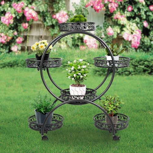 HUOLE Pflanzenständer, 5 Ablagen, Pflanzentreppe Blumen & Kräuter, Metall Blumenständer,51 * 32 * 78 cm – schwarz HUOLE Pflanzenständer, 5 Ablagen, Pflanzentreppe Blumen & Kräuter, Metall Blumenständer,51 * 32 * 78 cm – schwarz von HUOLE