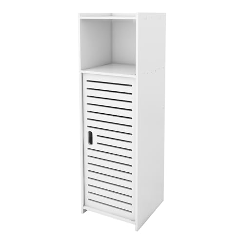 HUOLE Toilettenpapierhalter, Schrank, kleiner Schrank für Toilette, freistehendes Badezimmermöbel auf Fuß, modernes Design, Säule, Schrank/Schrank, 25 x 22 x 80 cm, Weiß von HUOLE