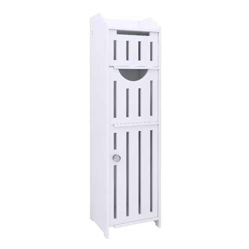 HUOLE Toilettenpapierhalter für Schrank, kleiner Schrank für Toilette, freistehendes Badezimmerschrank, modernes Design, Säule, Schrank, 20 x 18 x 78 cm, Weiß HUOLE Toilettenpapierhalter für Schrank, kleiner Schrank für Toilette, freistehendes Badezimmerschrank, modernes Design, Säule, Schrank, 20 x 18 x 78 cm, Weiß von HUOLE