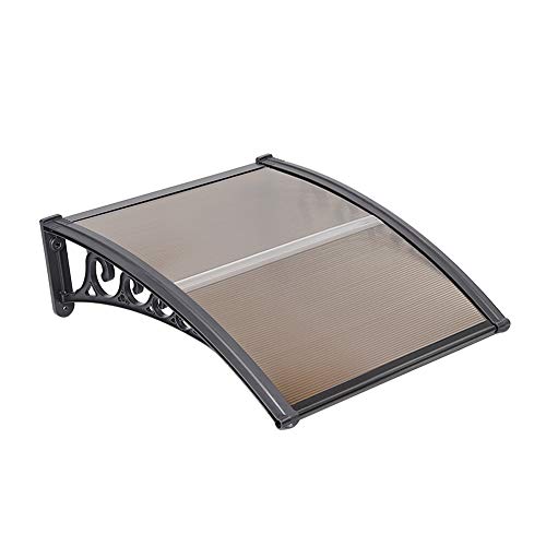 Vordach Haustür, Kunststoff, Aluminium, Pultbogenvordach, Überdachung, Vordach für Haustür Pultbogenvordach Polycarbonat Pultvordach Überdachung, PP Halterung (100 * 100 cm – braun) von HUOLE