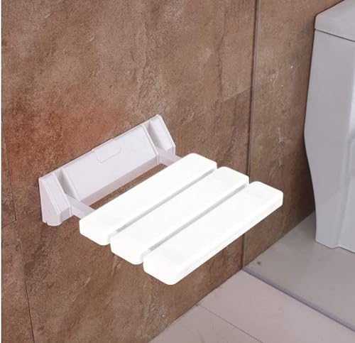 Klappbarer Duschsitz Duschklappsitz zur Wandmontage Duschstuhl Duschhocker Badestuhl 33 * 32 * 5 cm (weiß) von HUOLE