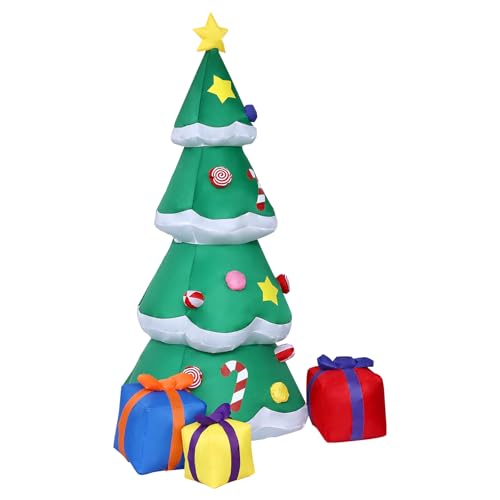 LED Aufblasbare Weihnachtsdekoration, IP44 Wasserdicht Weihnachtsdekoration mit Geschenken, Innen- und Außenbeleuchtung Dekoration für Garten, Rasen, Hof, 2.1M (B) Weihnachtsbaum von HUOLE
