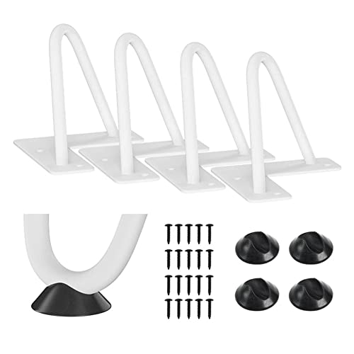 HUOLE Möbelfüße, 4er Set, Hairpin Legs Austauschbare Tisch &Schrank Beine Haarnadelbeine Tischgestell, Haarnadel Tischbein Metall Tischzubehör DIY für Esstisch Couchtisch Schreibtisch 20cm (weiß) von HUOLE