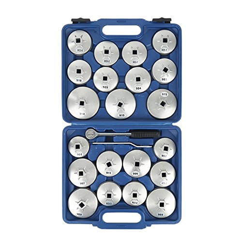 Ölfilterkappen-Satz Ölfilterschlüssel inklusive Adapter im Werkzeugkoffer-Ölfilterschlüssel Entferner Alu Ölfilterkappen Satz Steckschlüssel Set, Ölfilterschlüssel Öl Wechsel Ölfilter Werkzeug (23pc) von HUOLE