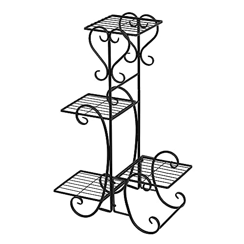 HUOLE Pflanzenständer, 5 Ablagen, Pflanzentreppe Blumen & Kräuter, Metall Blumenständer, 107*22*57-5 Etagen von HUOLE