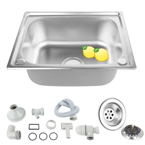Edelstahlspüle Campingspüle - -Edelstahlspüle Einbauspüle Aufbauspüle Spülbecken Spüle Küchenspüle-Edelstahlspüle Einbauspüle 1 Becken [Energieklasse B] (50 * 40 * 20cm-Silber) von HUOLE