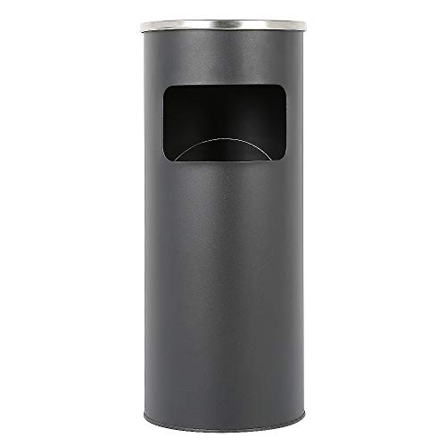 Standaschenbecher, mit Inneneimer, 30 Liter, Mülleimer mit aufgesetztem Aschenbecher, Standaschenbecher mit integriertem Papierkorb, Mülltonne inkl. Aschersäule, Metall von HUOLE