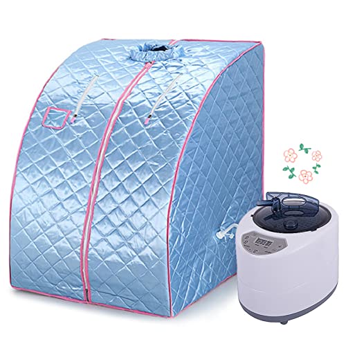 Tragbare Sauna，Mini Dampfsauna für Zuhause，Einzel Portable Sauna Raum Kann Müdigkeit Lindern,Fernbedienung Timing Temperatureinstellung-Himmelblau-B von HUOLE