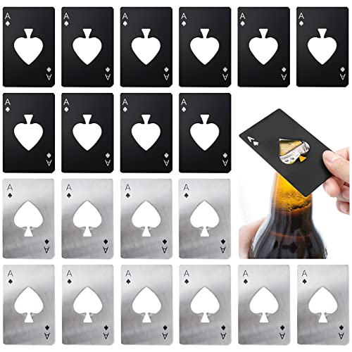 20Pcs Ace of Spades Flaschenöffner, Edelstahl-Kreditkarte Größe Bieröffner Kappe, Casino Poker Dosenöffner für Restaurant, Küche, Hochzeit, Party Favorit von HUOMAQFAN