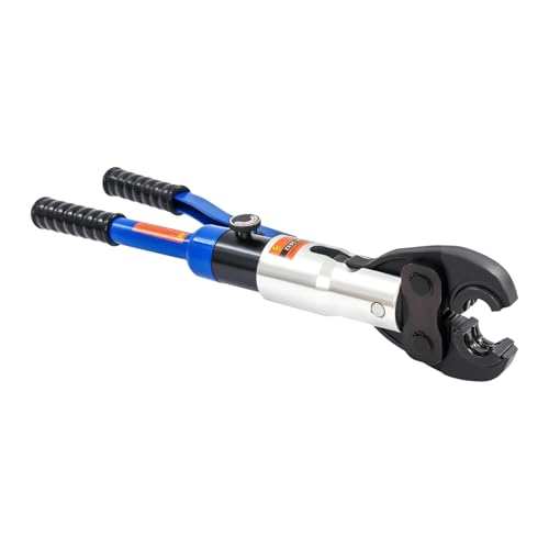 HUOMMGS 10 T Hydraulische Crimpzange Professionell Hydraulikzange 60mm Hydraulische Presszange mit 5 M Formen Matrizen Hohe Qualität Kabelschuhzange Manuelle Crimpzange für Kupferrohre (Blau) von HUOMMGS