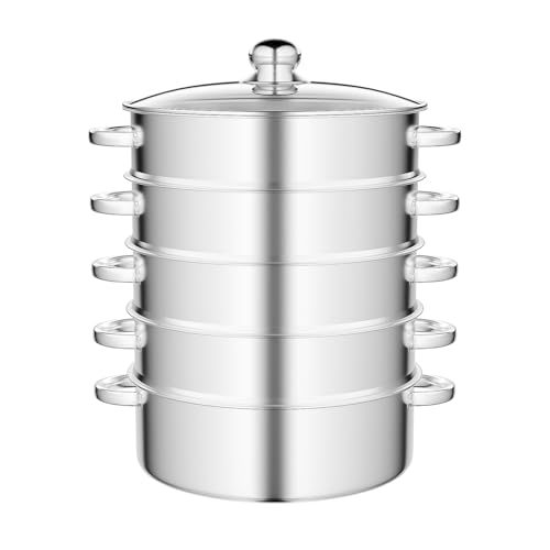 HUOMMGS 304 Edelstahl Dampfkocher 5 Etagen Dampftopf Multifunktional Dampfgarer Poliert Dampfkochtopf Silber Gardampftopf Gardampfkochtopf Set Gemüse Dampfgarer mit Topfdeckel für Induktionsherd HUOMMGS 304 Edelstahl Dampfkocher 5 Etagen Dampftopf Multifunktional Dampfgarer Poliert Dampfkochtopf Silber Gardampftopf Gardampfkochtopf Set Gemüse Dampfgarer mit Topfdeckel für Induktionsherd von HUOMMGS